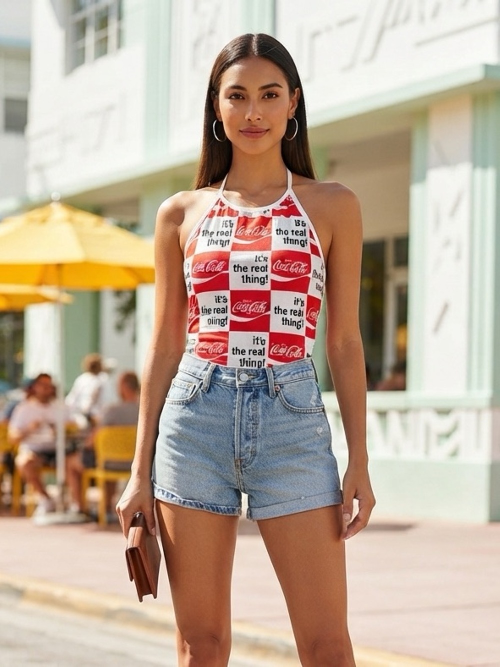 Coca Cola Red and White Checkerboard Halter Tank Top Medium